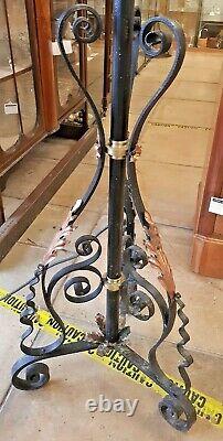 Ornate Victorian Cast Iron/Brass Adjustable Floor Standing Oil Lamp now Electric