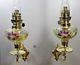 PAIR French Oil Lamp Antique Victorian Enameled Glass Bronze Wall Piano Sconce