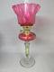 Pretty Victorian Freeblown Glass Ruby Oil Lamp With Duplex Burner