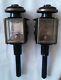 Pair Of Antique Raydyot London Carriage Lamps for Horse Cab with Bevelled Glass