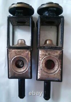 Pair Of Antique Raydyot London Carriage Lamps for Horse Cab with Bevelled Glass