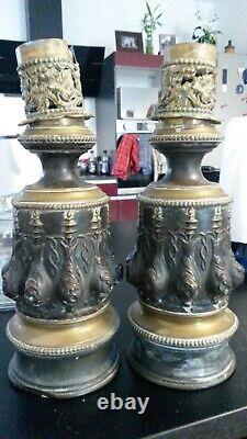 Pair Of Lamps a Moderator A Oil Brass France