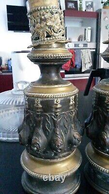 Pair Of Lamps a Moderator A Oil Brass France