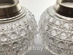 Pair Of Silver Plated Oil Lamp Hukin Heath Drop In Hobnail Font Martins Burner