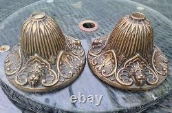Pair Original Victorian Brass Hinks Sons Lion? Head Oil Lamp Base 21mm fit