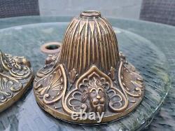 Pair Original Victorian Brass Hinks Sons Lion? Head Oil Lamp Base 21mm fit