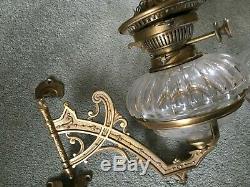 Pair Wall Fitting Oil Lamps Victorian