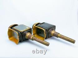 Pair of Antique Horse Carriage Lights 2 Victorian 19C Lamps English Oil Candles