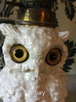 Pair of Superb antique owl oil lamps