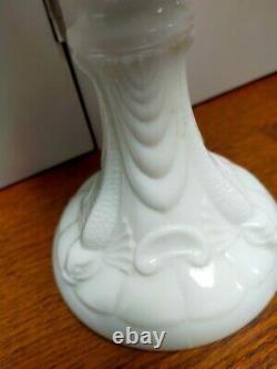 Pair of Victorian antique white glass oil lamps 18 / 46cm