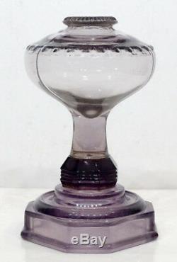 Patent 1911 Vintage ANTIQUE Victorian PURPLE AMETHYST GLASS Kerosene OIL LAMP