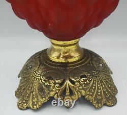 Pittsburgh Brass & Lamp Co Antique GWTW Red Glass Artichoke Lamp B & H Burner