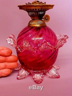 Pretty Original Victorian Cranberry Oil Lamp