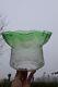 Pristine Large Victorian Green Acid Etched Oil Lamp Shade 4 inch