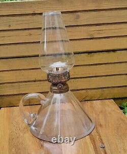 Pristine Victorian Cut Glass Finger Chamber Oil Lamp