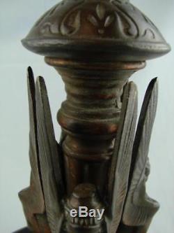 QUALITY VICTORIAN CAST OIL LAMP BASE, 19thC EGYPTIAN REVIVAL, WINGED SPHINX