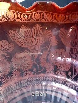 Quality Antique Acid Etched Orange Glass Duplex Oil Lamp Shade