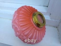 Quality Victorian Antique Orange Cased Glass Duplex Oil Lamp Font