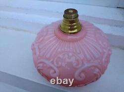 Quality Victorian Antique Orange Cased Glass Duplex Oil Lamp Font