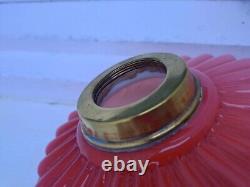 Quality Victorian Antique Orange Cased Glass Duplex Oil Lamp Font