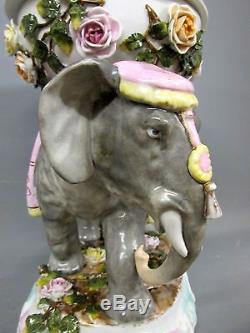 Rare Antique Duplex Porcelain Elephant Oil Lamp By Sitzendorf
