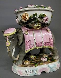 Rare Antique Duplex Porcelain Elephant Oil Lamp By Sitzendorf