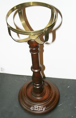 RARE Antique Aladdin Oil Lamp Stand Wooden, Oak Stem & Brass Cup suit Tilley