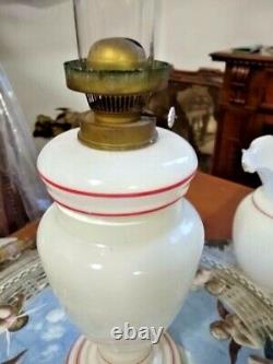 RARE! Antique BEAUTIFUL white Oil or Kerosene Victorian Lamp Glass