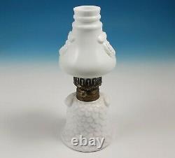 RARE Antique Figural Owl Head Miniature Oil Kerosene Night Lamp Milk Glass