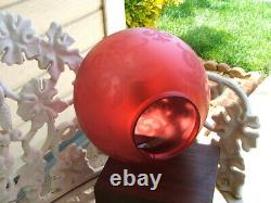 RARE Antique Victorian 8.5 CRANBERRY GLASS GLOBE, LAMP SHADE, GWTW, Parlor, Oil