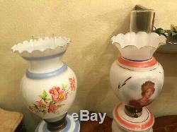RARE! French Antique Napoleon and Vintage Oil Kerosene Victorian Lamp Glass
