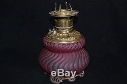 RARE RUBY VICTORIAN TABLE PARLOR OIL LAMP BASE Consolidated Lamp & Glass Co