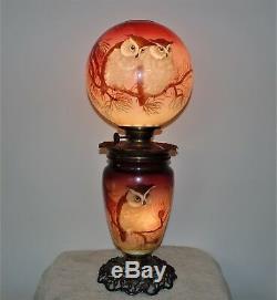 RARE Success 19th c. Owl Banquet Lamp Oil Kerosene Converted to Electric GWTW