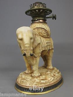 RARE VICTORIAN STELLMACHER ELEPHANT DUPLEX OIL LAMP