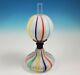 RARE Victorian Style Ribbon Latticino Glass Miniature Oil Lamp Murano Venetian