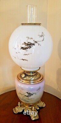 Rare 1880's Wallace & Sons, Conn. Gone with The Wind Parlor Oil Lamp