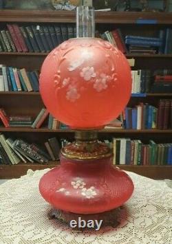 Rare 1892 Ruby Red Kerosene Victorian GONE WITH THE WIND Parlor Table Lamp