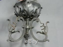 Rare Antique Bradley & Hubbard B&H Wrought Iron Oil Lamp With Burner 1896