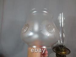 Rare Antique Victorian Youngs Cut Glass Duplex Oil Lamp & Original Shade