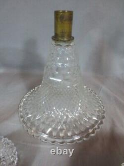 Rare Antique Victorian Youngs Cut Glass Duplex Oil Lamp & Original Shade