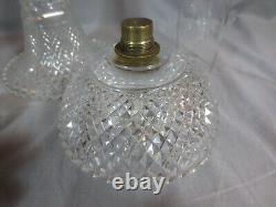 Rare Antique Victorian Youngs Cut Glass Duplex Oil Lamp & Original Shade