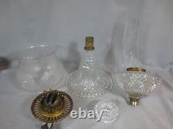 Rare Antique Victorian Youngs Cut Glass Duplex Oil Lamp & Original Shade