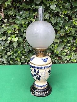 Rare Beautiful Hinks Porcelain Drop In Container Oil Lamp, Belfast Retailer