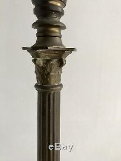 Rare Extending Victorian Corinthian Collumn Oil Lamp Base With Glass Reservoir