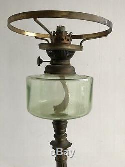 Rare Extending Victorian Corinthian Collumn Oil Lamp Base With Glass Reservoir