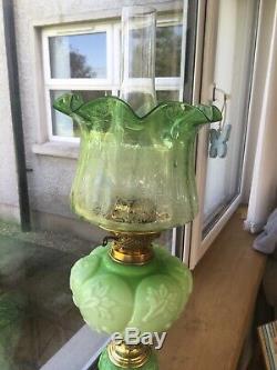 Rare Green Victorian All Green Oil Lamp