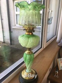 Rare Green Victorian Cherub Oil Lamp Shade