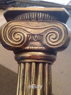 Rare Ionic Victorian Brass Corinthian Column Oil Lamp Base