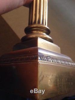 Rare Ionic Victorian Brass Corinthian Column Oil Lamp Base