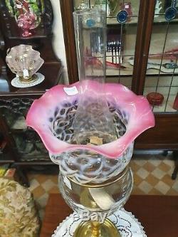 Rare Large Antique Art Nouveau Vaseline Glass Oil Lamp Glass shade